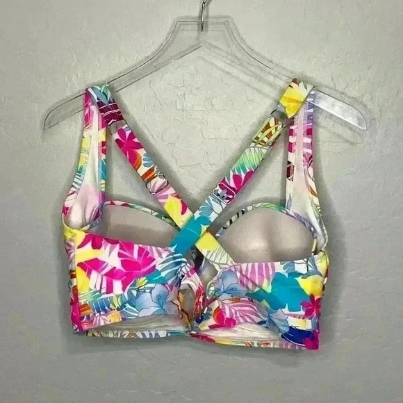 California Waves Hibiscus Paradise Multicolor Bikini Top 2X 20/22 - Picture 8 of 8